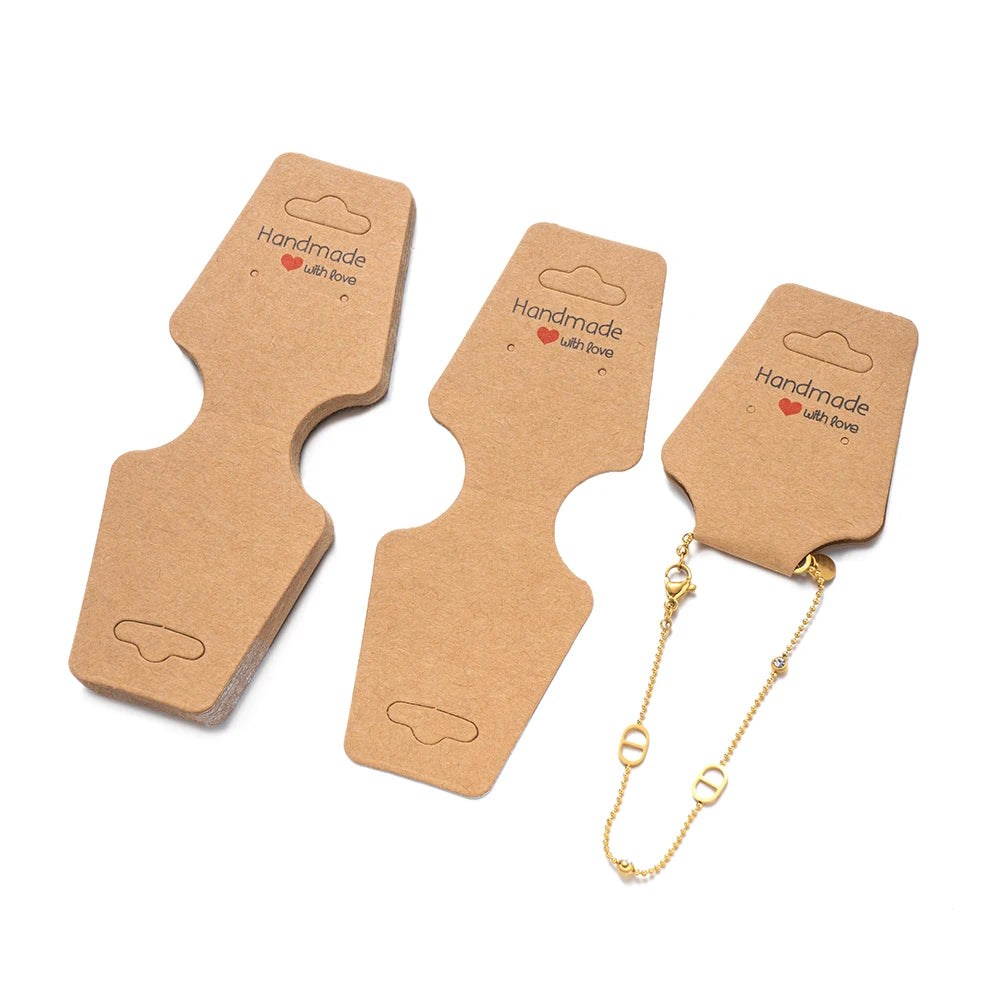 50pcs/Lot Self Adhesive Necklaces Display Label Cards Foldable Cardboard Blank Tag for DIY Headband Bracelets Jewelry Packing Oasis Select