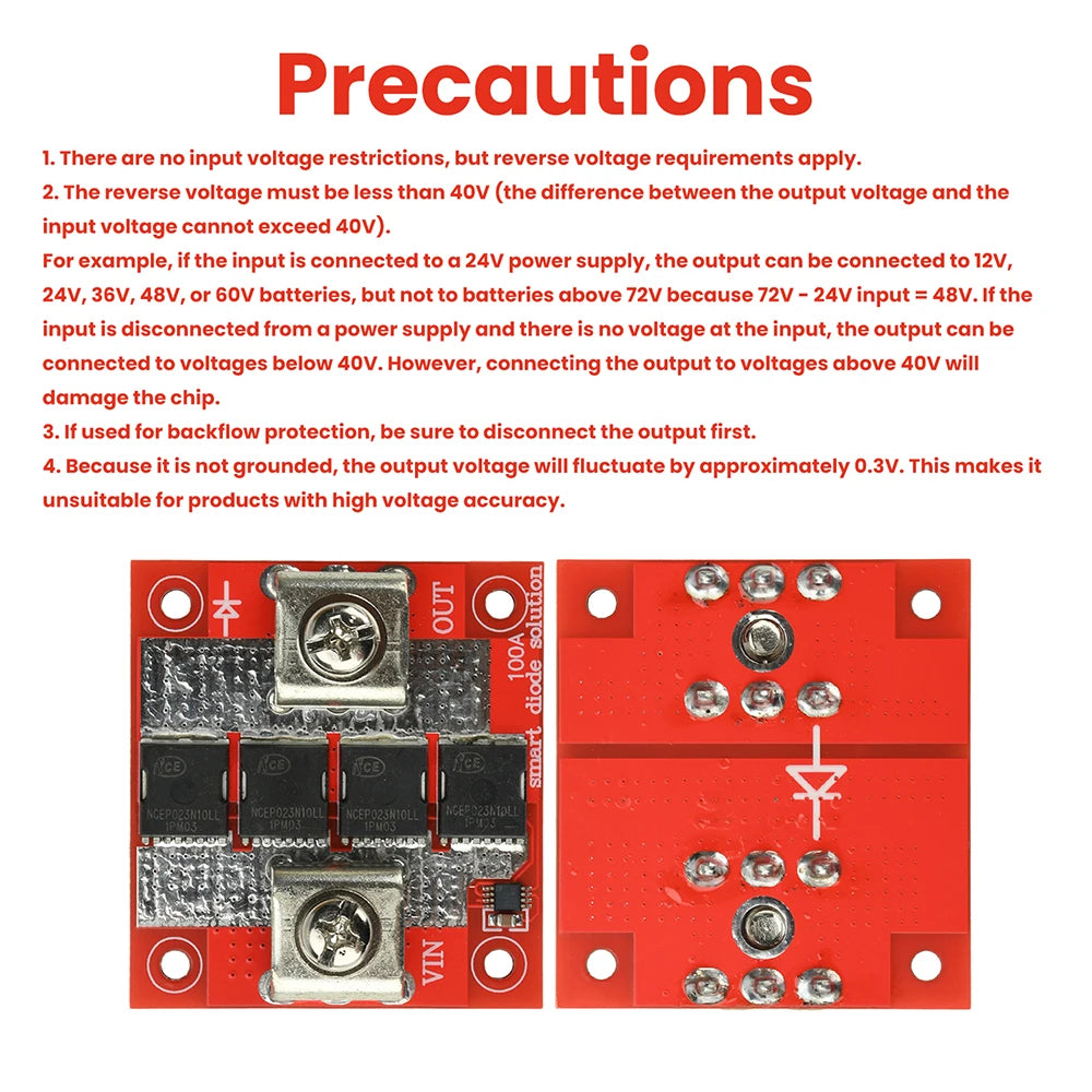 100A High Current Ideal Diode Module Solar Controller Anti-reverse Charging Anti-Reverse Current Protection Oasis Select
