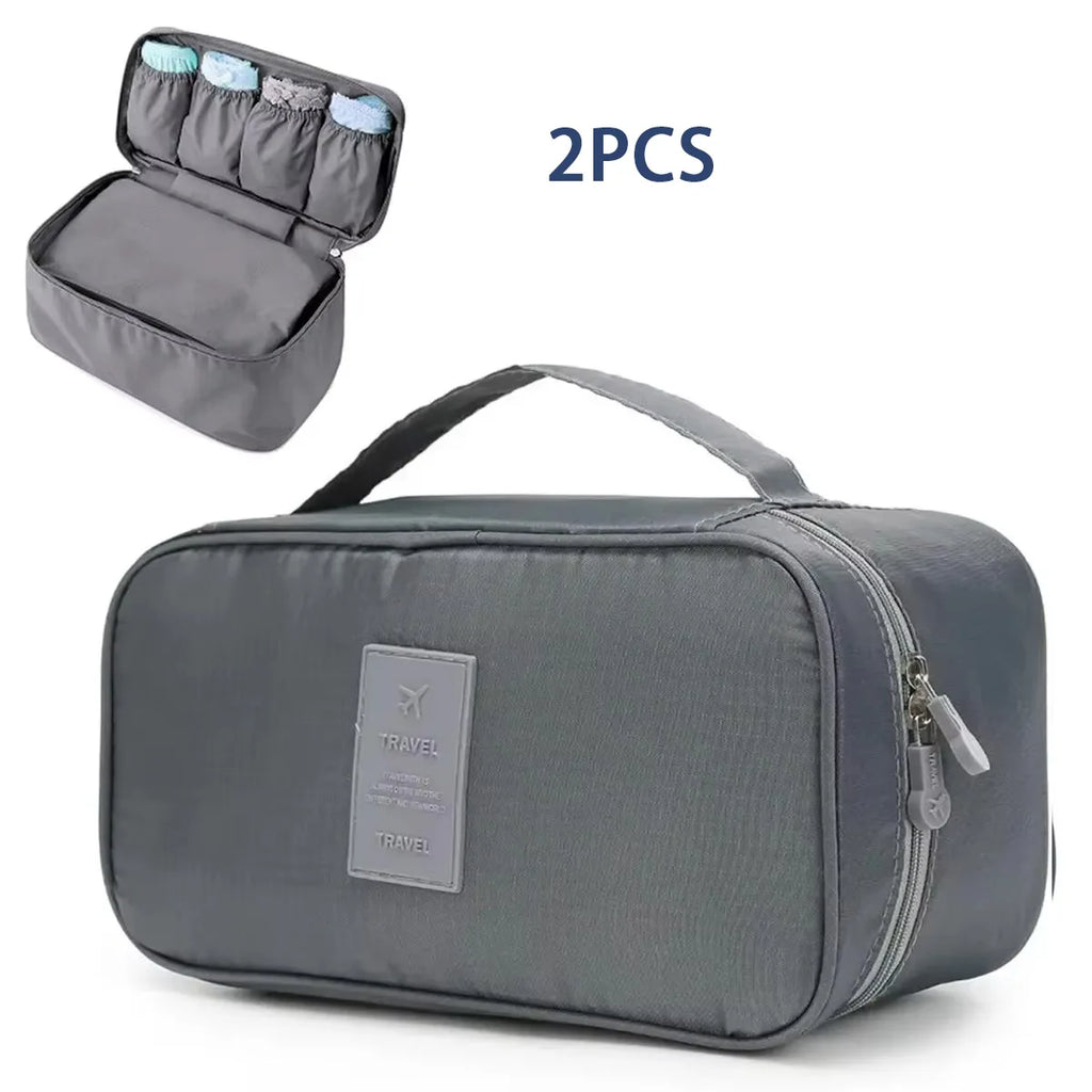 Portable Travel Storage Bag Multi-function Bra Underwear Organizer Bags Toiletry Cosmetic Case for Outdoor Travel Oasis Select gREY2PCS