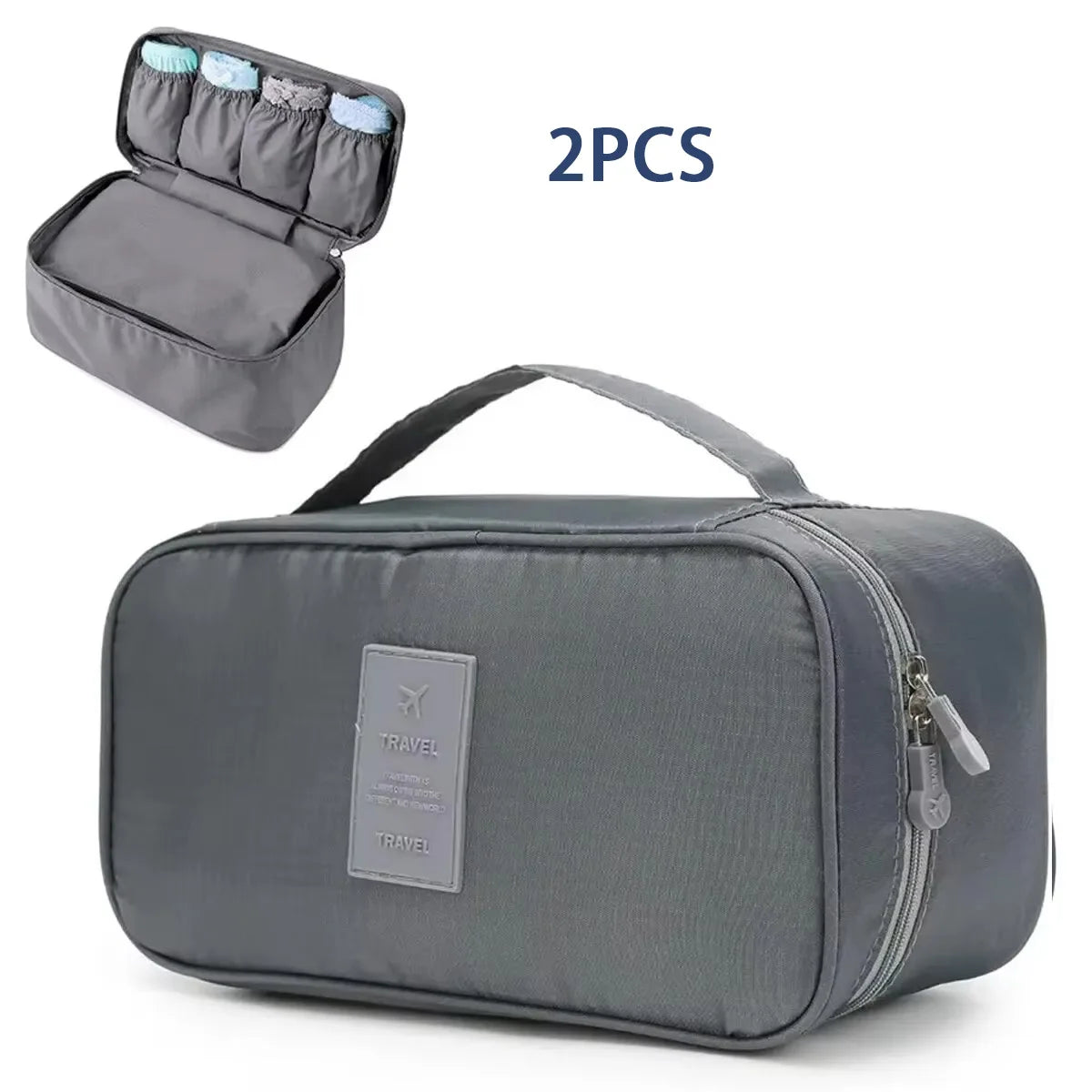 Portable Travel Storage Bag Multi-function Bra Underwear Organizer Bags Toiletry Cosmetic Case for Outdoor Travel Oasis Select gREY2PCS