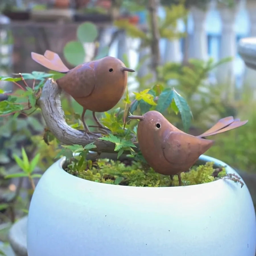 2pcs Metal Bird Outdoor Garden Courtyard Simulation Animal Decoration Lawn Iron Decoration Bird Enthusiasts Surprise Gift Oasis Select