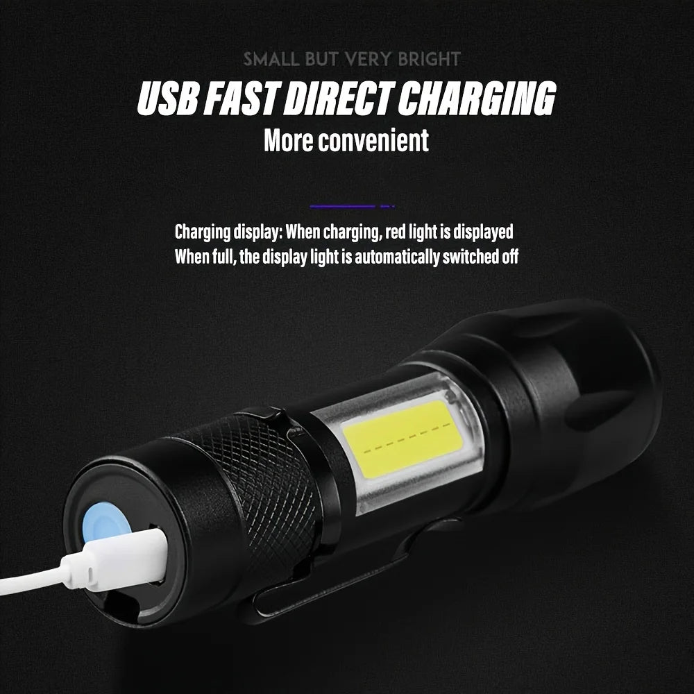 LED Strong Light Flashlight Rechargeable Multi functional for Long Range Portable Outdoor Home Mini Flashlight Cap Clip Light Oasis Select