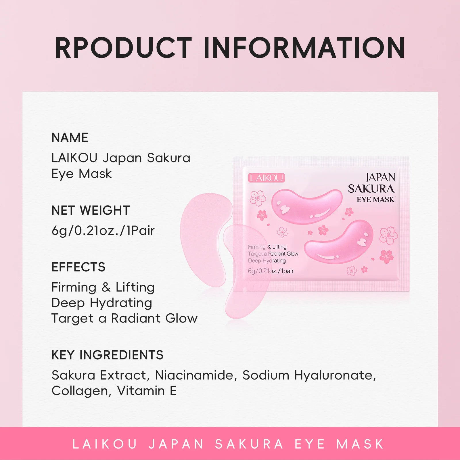 LAIKOU Sakura Eye Mask – Hydrating Under Eye Patches Under Eye Patches Oasis Select