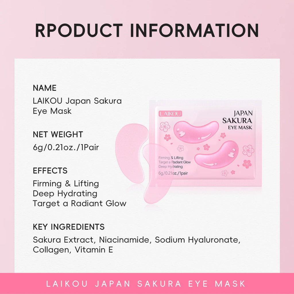 LAIKOU Japan Sakura Eye Mask Firming Hydrating Under Eye Patches Anti Dark Circles Puffy Eyes Oasis Select