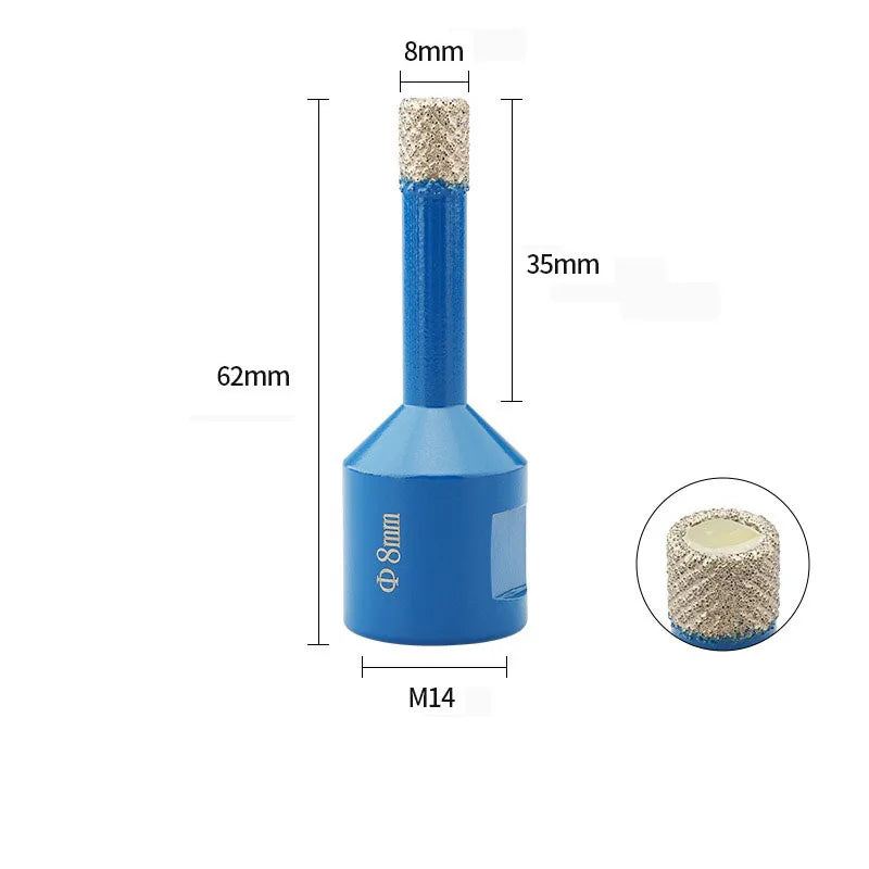 JUSTINLAU Multi Specification M14 Brazed Diamond Drill Bit Marble Ceramic Tile Glass Granite Threaded Hole Clamp Drilling Tool Oasis Select 8mm
