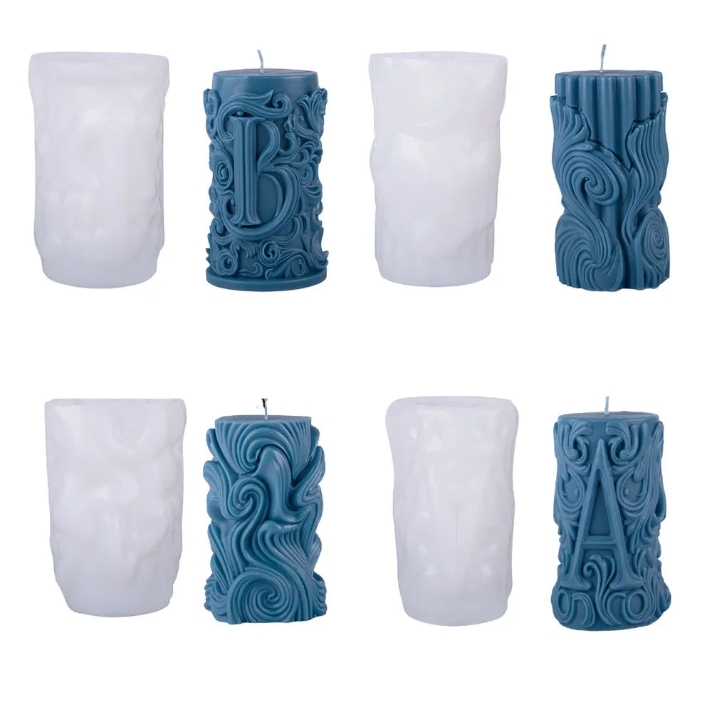 3D Letter Relief Cylindrical Candle Silicone Mold Creative Artistic Design Relief Resin Mould DIY Craft Home Decor Oasis Select