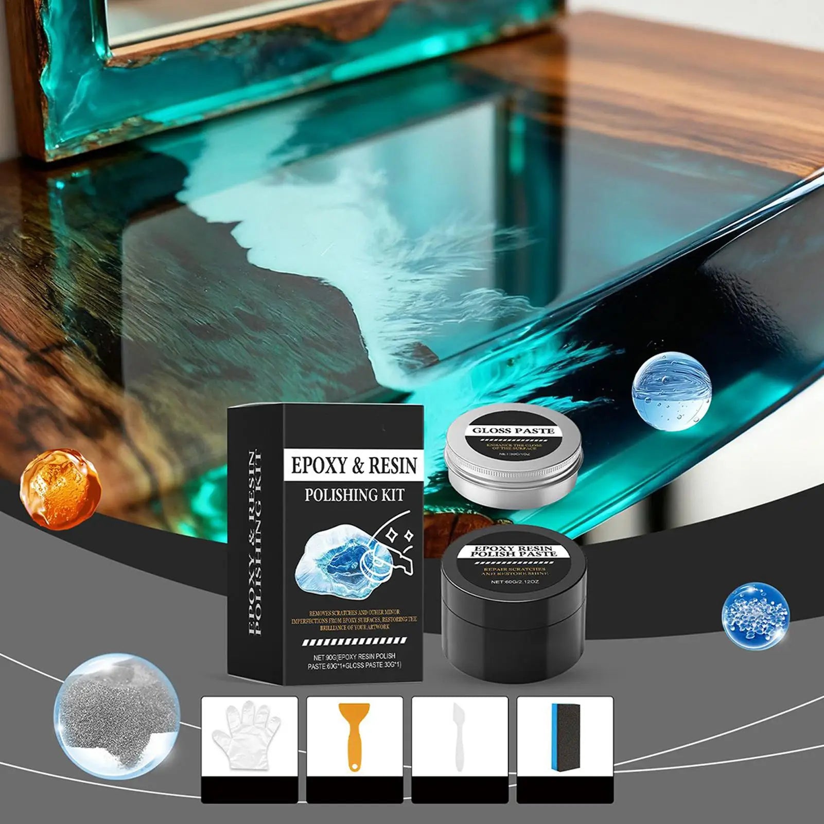 Epoxy Polishing Kit Luster Restoration Cream Epoxy Scratch Polishing Compound for Homeowners Beginners Art Projects Table Oasis Select