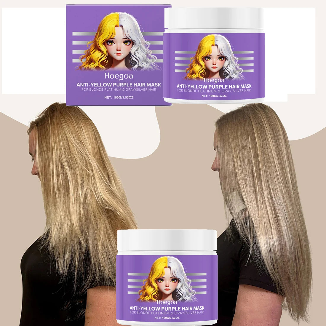 100ml Purple Hair Mask Deep Conditioner For Blonde, Silver And Gray Hair, Keratin Hair Mask Nourish Repair Damaged and Dry Hair Oasis Select 100g