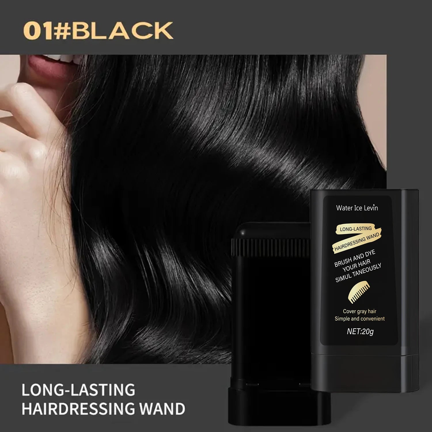 Black Temporary Hair Color Cream Stick – Easy Wash & Long-Lasting Temporary Hair Dye Oasis Select 01Black