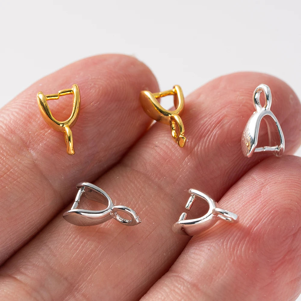 20pcs 18K Gold Plated Brass Snap Bail Hook Pinch Clips Pendant Dangle Charm Clasps for DIY Necklace Bracelet Jewelry Making Oasis Select