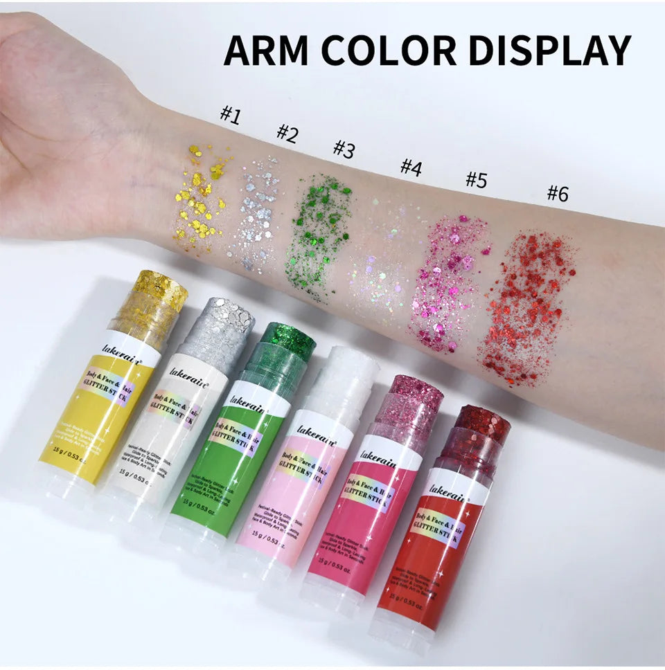 15gBody & Face Glitter Stick, Color Shimmer Gel Party Highlight Makeup Oasis Select