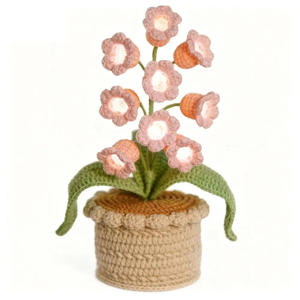 Handmade Crochet Orchid LED Night Light | Flower Pot Desk Lamp