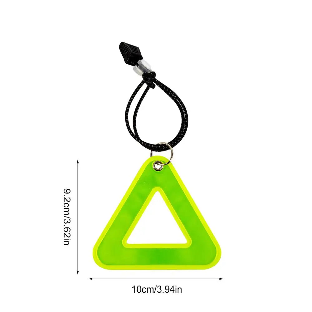 1PC Reflective Signs Triangle Signs Safety Warning For Bicycle Hanging Tag W Elastic Cord Bike Night Visible Riding Safety Oasis Select Fluorescent Yellow