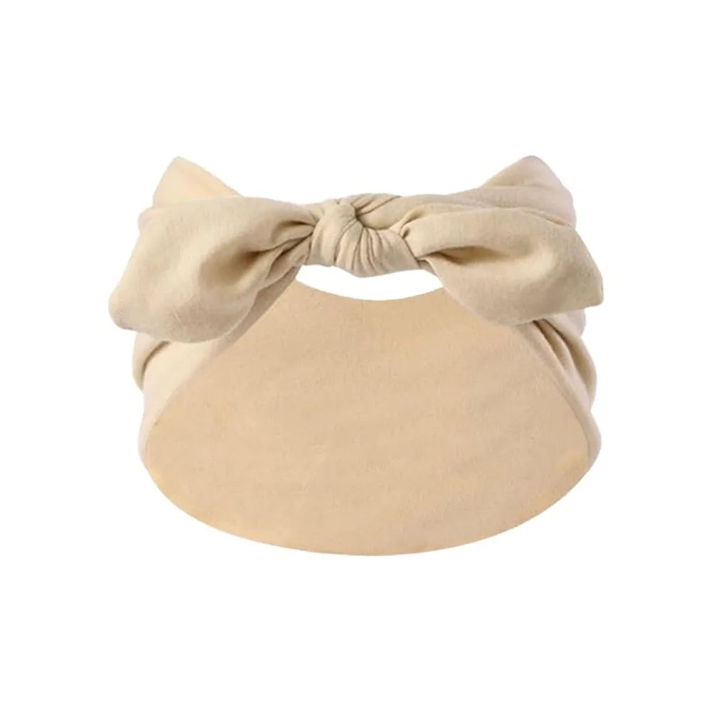Sweat-Wicking Elastic Bunny Ear Hairband Ultra Wide Bohemian Style Bowknot Headband Knotted Bunny Ears Non Slip Headwrap Workout Oasis Select Beige