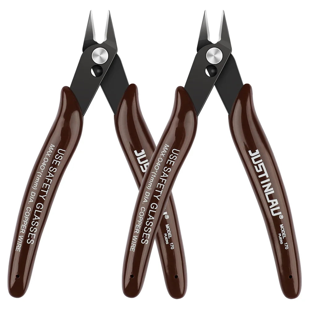 2Pcs Mini Nose Cutting Plier Electrical Wire Cable Cutter Metal Side Snips Flush Pliers Convenient Durable Tool Oasis Select Coffee