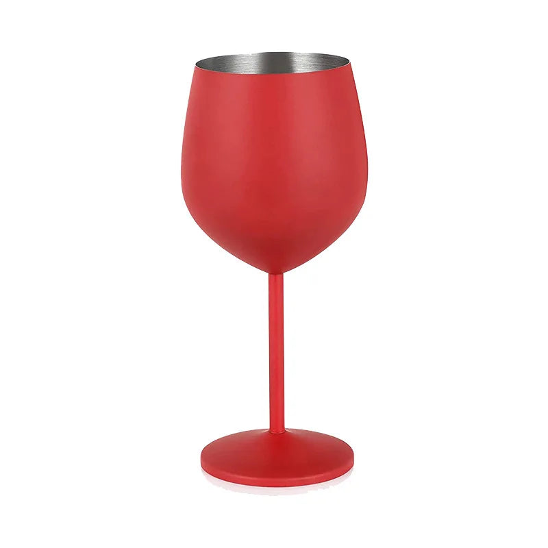 Cocktail Glass Nordic Stainless Steel Durable Tall Champagne Outdoor Metal Red Juice Wine Creative Cup for Bar Party and Home Oasis Select Red