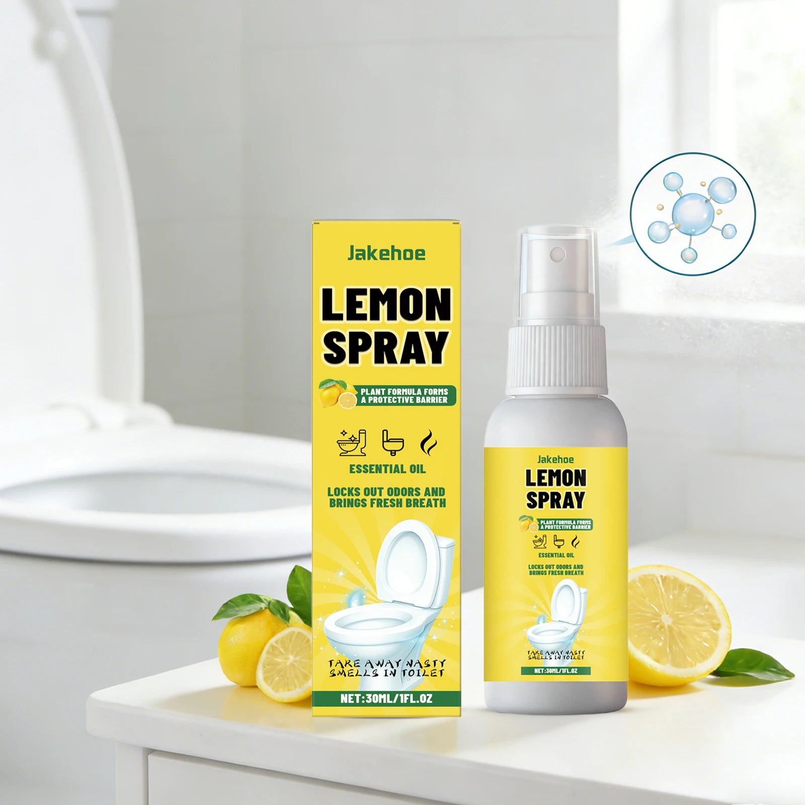 Lemon Toilet Spray for Deodorizing Descaling Remove Stains Fragrant and Refreshing Scent Toilet Deodorization Spray Oasis Select