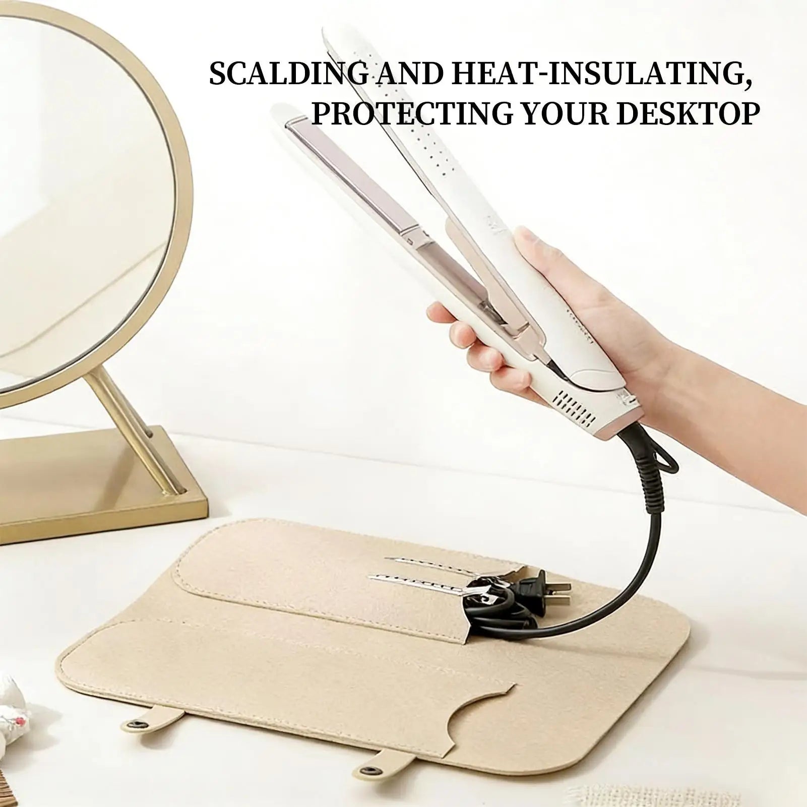 Curling Iron Travel Bag Straightener Curler Storage Flat Iron Case Heat Insulation Pad for Brush Attachments Clipper Comb Curler Oasis Select