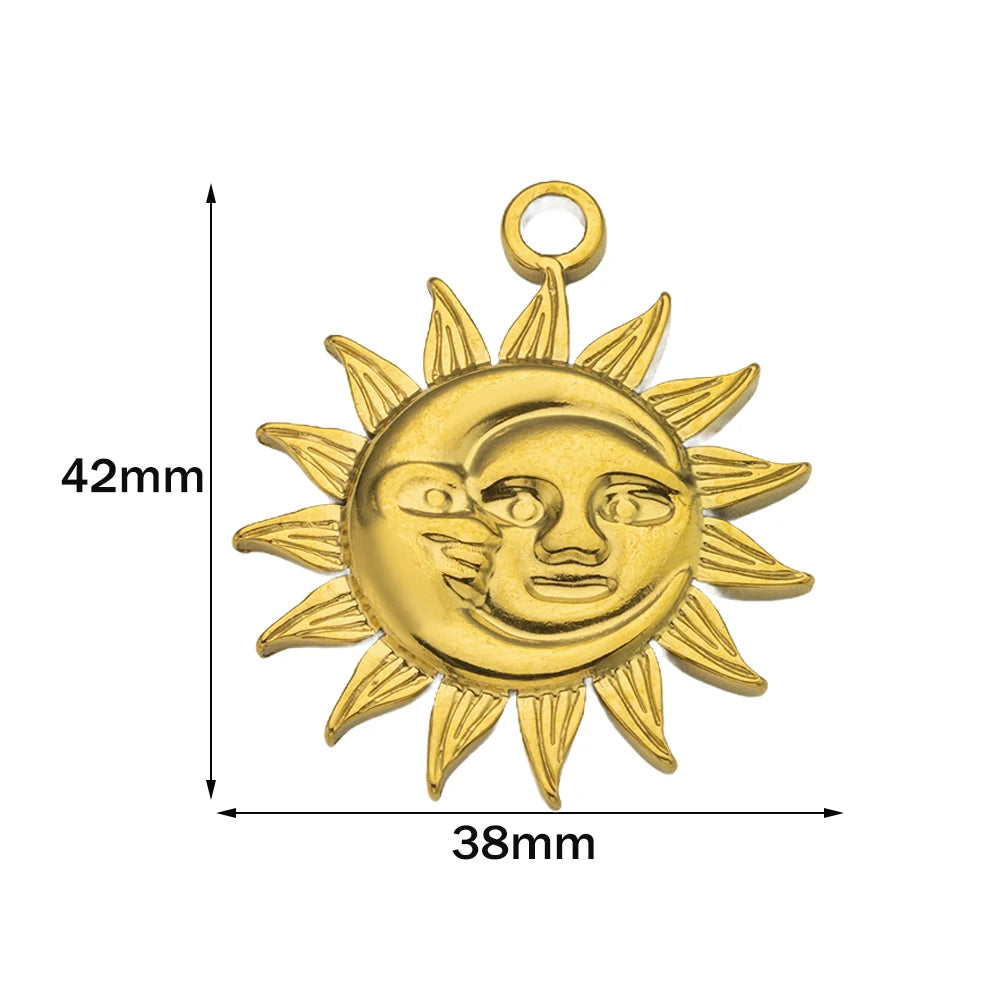 5pcs Stainless Steel Celestial Sun Charms Smile Pendants DIY for Necklace Bracelet Jewelry Making Craft Supplies Party Decor Oasis Select