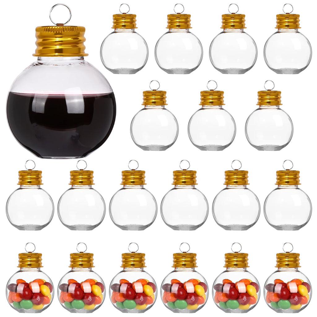 50ml Gold Cap Transparent Fruit Juice Bottle Stubby Round Plastic Bottle Shaped Snowball Bottle Christmas Decorative Bottle Oasis Select