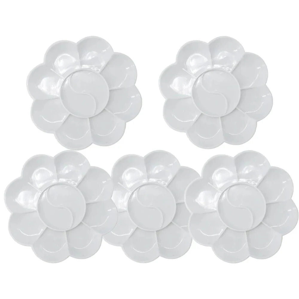 1-5PCS Flower Painting Palette Wells Plastic Reusable Artists Acrylic Watercolor Oil Portable Easy Clean Mixing Tray Oasis Select M 5pcs