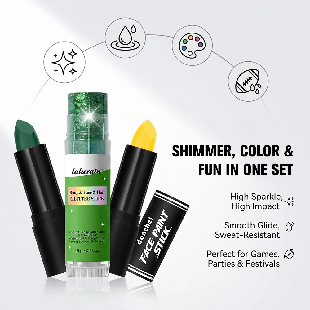 Face Body Painting Stick & Glitter Stick High Sparkle Face Paint for Sports Birthday Party Festival Celebrations Graffiti Makeup Oasis Select