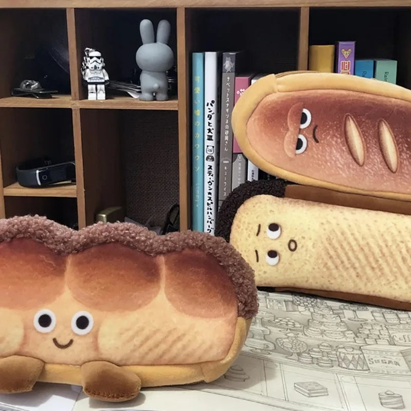 Cartoon Bread Pencil Case Plush Creative Pencil Bag School Stationery Bag Children Pen Case Prizes Gifts Student Pencil Cases Oasis Select