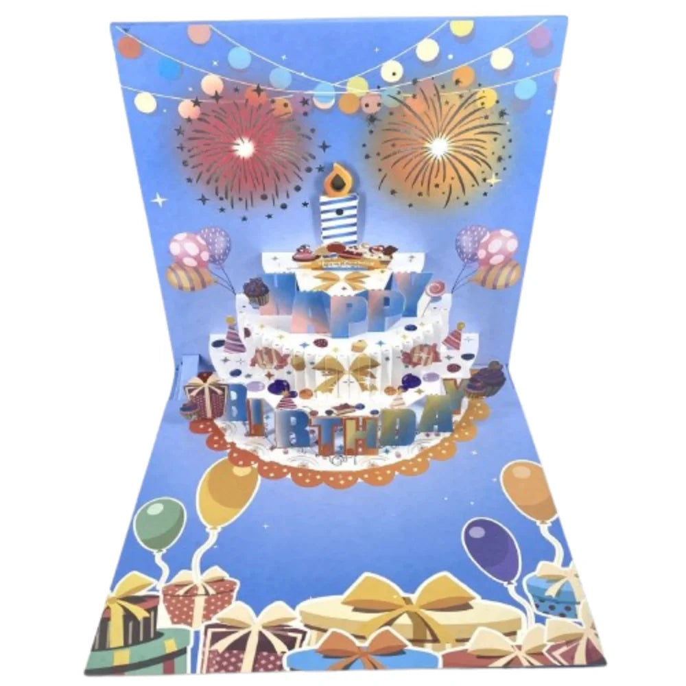 3D Pop-Up Musical Birthday Card with LED Blowable Candle