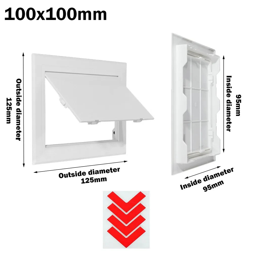 Removable Hinged Access Hatch White Plastic Opening Flap Cover Plate Inspection Hole ABS Access Hatch Cover Wall Access Doors Oasis Select 100x100mm