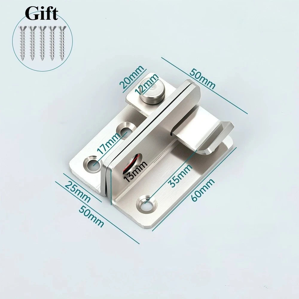 Stainless Steel Lock Latch Pet Cage Right Door Bolt Hasps Bathroom Security Anti Theft Deadbolt with Lock for Door Enhancement Oasis Select Silver-L-1PC