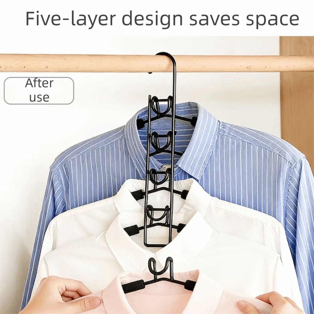 5 in 1 Multi Layer Hanger Detachable Non-Slip Foam Pads Multifunctional Clothes Rack Durable Seamless Space Saving Hanger Oasis Select