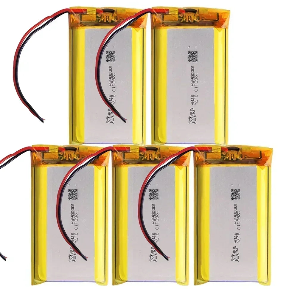 Rechargeable Batteries 3.7V 10000mAh 1260110 Li-polymer Battery Lithium Polymer for Toy Power Bank GPS Laptop Camping Lights Diy Oasis Select 5Battery