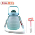 Large Capacity Frosted Sports Water Bottle with Shoulder Strap Portable Cup for Gym Outdoor Travel Hiking Reusable BPA Free Oasis Select Green-1PC