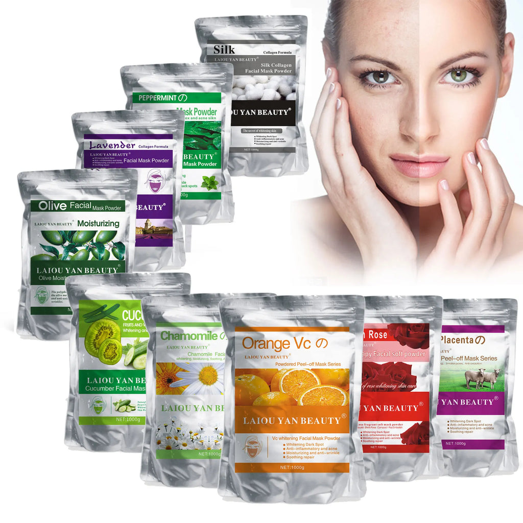 500g Pearl Whitening and Moisturizing Facial Mask Powder Green Tea Olives Lemon Natural Soft Jelly Powder Anti-wrinkle Skin Care Oasis Select