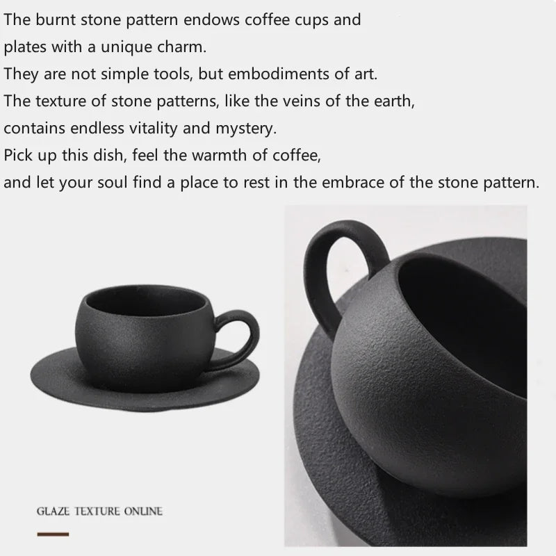 280ML Rock Sand Ceramic Coffee Cup Set Japanese-style Exquisite Afternoon Flower Tea Cup Hotel Upscale Restaurant Coffee Cup Oasis Select