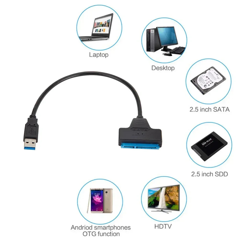 SATA to USB 3.0 Cable Up to 6 Gbps for 2.5 Inch External HDD SSD Hard Drive SATA 3 22 Pin Adapter USB 3.0 to Sata III Cord Oasis Select USB 3.0