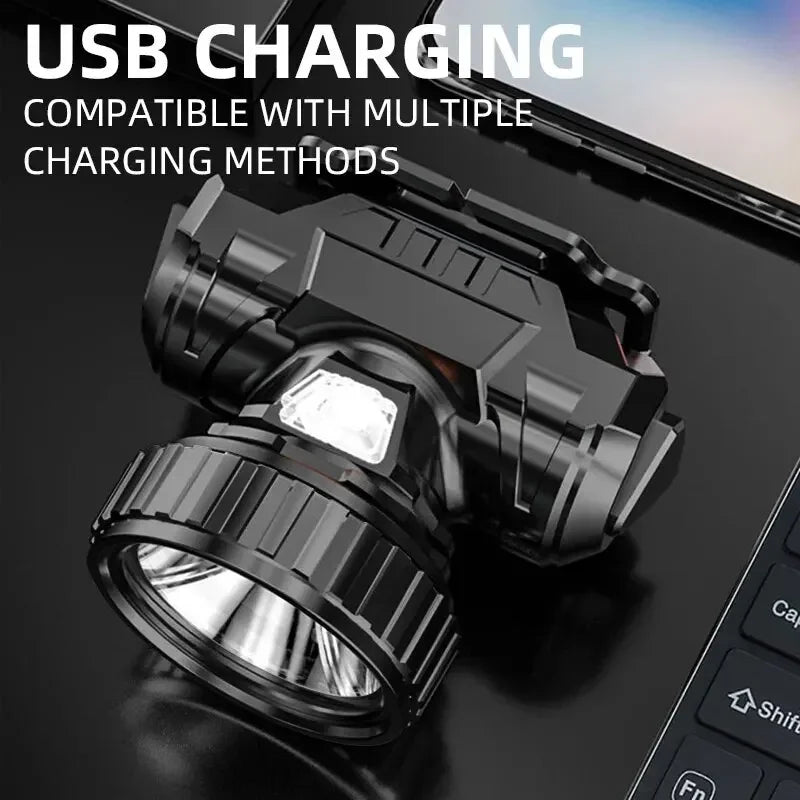 5-Head LED Headlamp | USB Rechargeable Waterproof Fishing Light