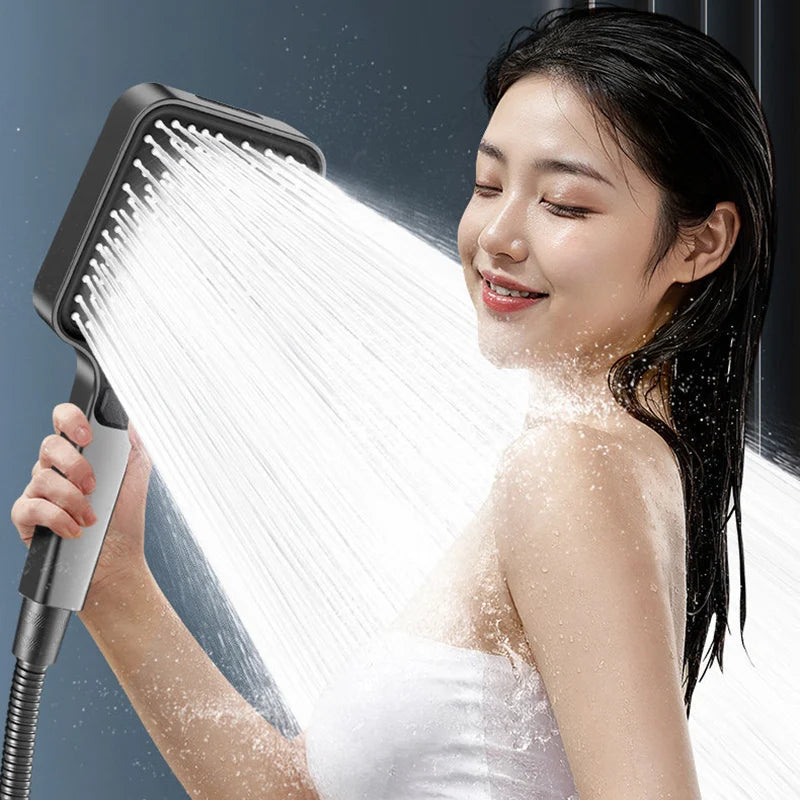 4-Mode Square Handheld Showerhead – High Pressure & Rainfall