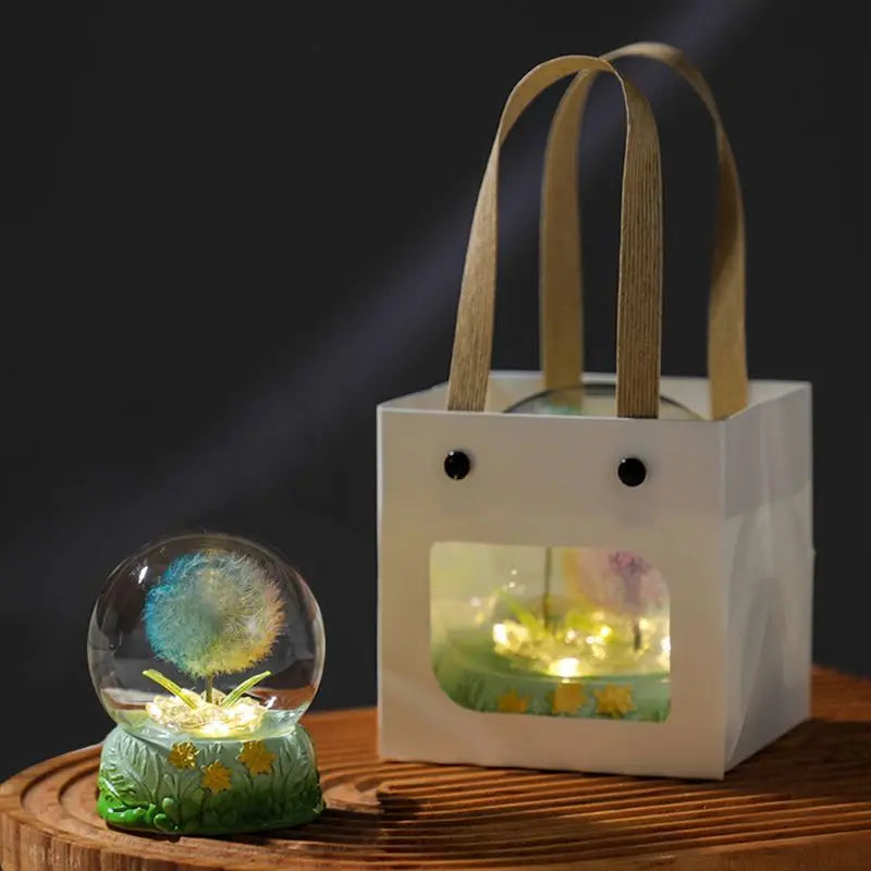 Dandelion Immortal Dried Bouquet Nightlight Ornaments Birthday Gift Girlfriend Girlfriend Girlfriend High-class Sense Niche Oasis Select 1 RGB dandelion Floral base gift bag