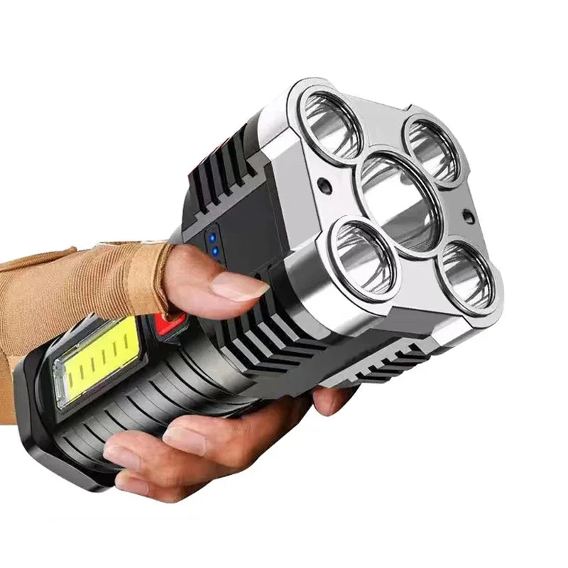 Flashlight High Lumens Rechargeable,Powerful Tactical Flashlights,COB Light,IPX6 Waterproof Flash Light for Camping,Emergencies Oasis Select HY912 Silvery