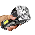 Flashlight High Lumens Rechargeable,Powerful Tactical Flashlights,COB Light,IPX6 Waterproof Flash Light for Camping,Emergencies Oasis Select HY912 Silvery