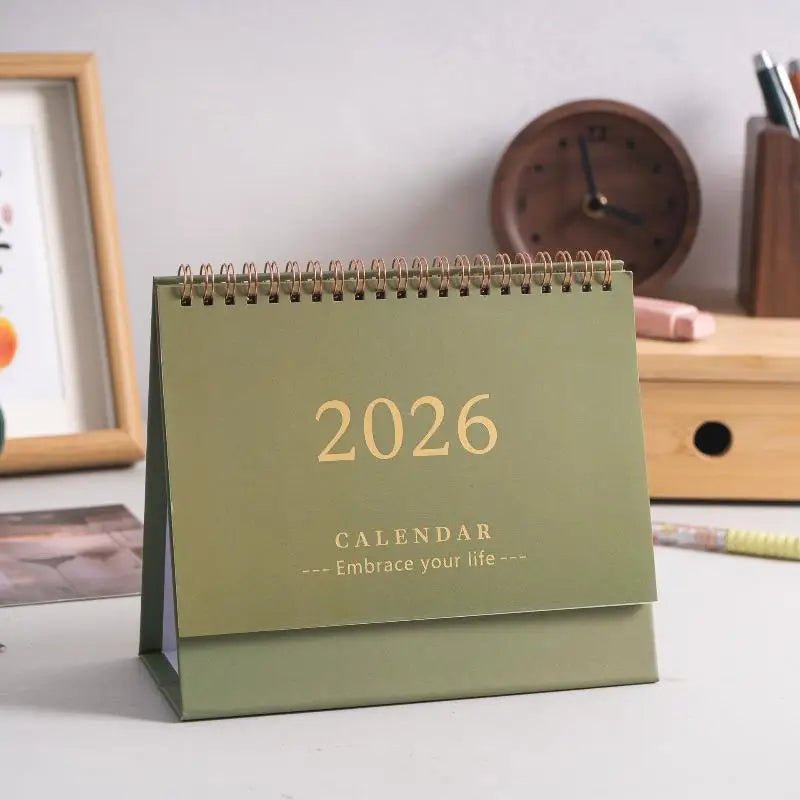 2026 Calendar Simple Memo Book Monthly Daily Planner Scheduler Time Management Home Office Desktop Decoration Standing Calendar Oasis Select Green