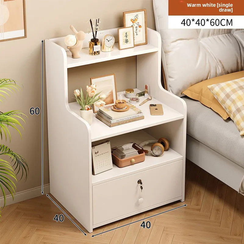 Bedside table Bedroom Simple storage Locked storage cabinet Small bedside storage shelf Rental house Mini low cabinet Oasis Select Warm white 40