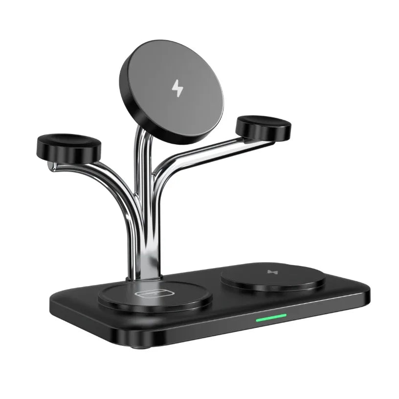 5 IN 1 15W Dual Phone Watch Magnetic Wireless Charger Fast Charging For iPhone 17~12 Samsung Apple/Galaxy Watch Aipods Pro/Buds Oasis Select