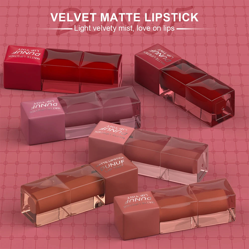 6pc/set Velvet Matte Lipstick Long-lasting Waterproof Lip Gloss Lip Glaze Non-Stick Cup Nude Red High Pigment Y2K Christmas Gift Oasis Select