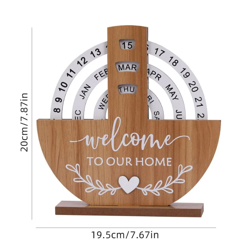 Creative Wooden Calendar Perpetual Calendar Home Decor Office Desktop Decoration Manual Rotating Desk Calendar Oasis Select