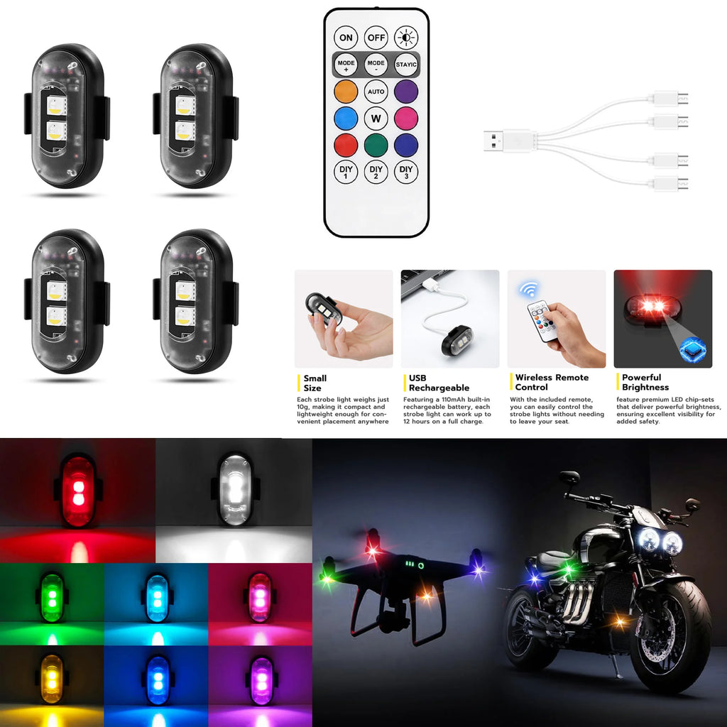 RGB LED Wireless Strobe Light – Drone, Motorcycle & Car