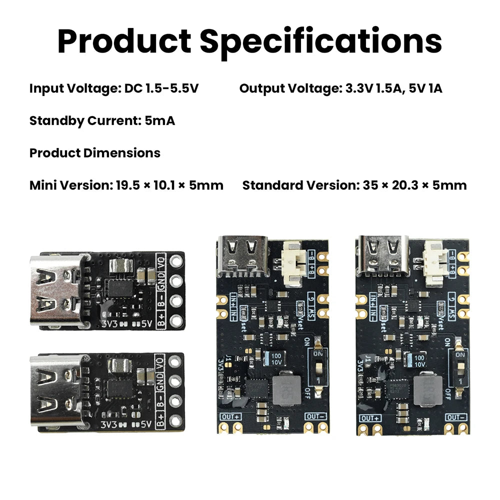 3.3/5V output MCU UPS uninterruptible power supply module 1.5A/1A lithium battery charge Seamless Switch Supply for STM32 ESP32 Oasis Select