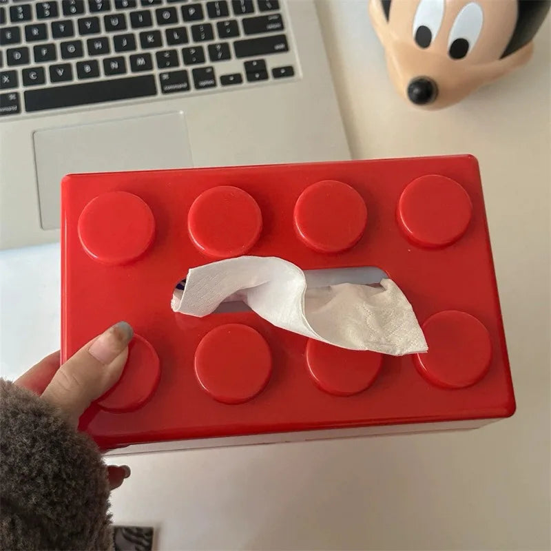 Cartoon Building Block Tissue Box | Fun Plastic Napkin Holder