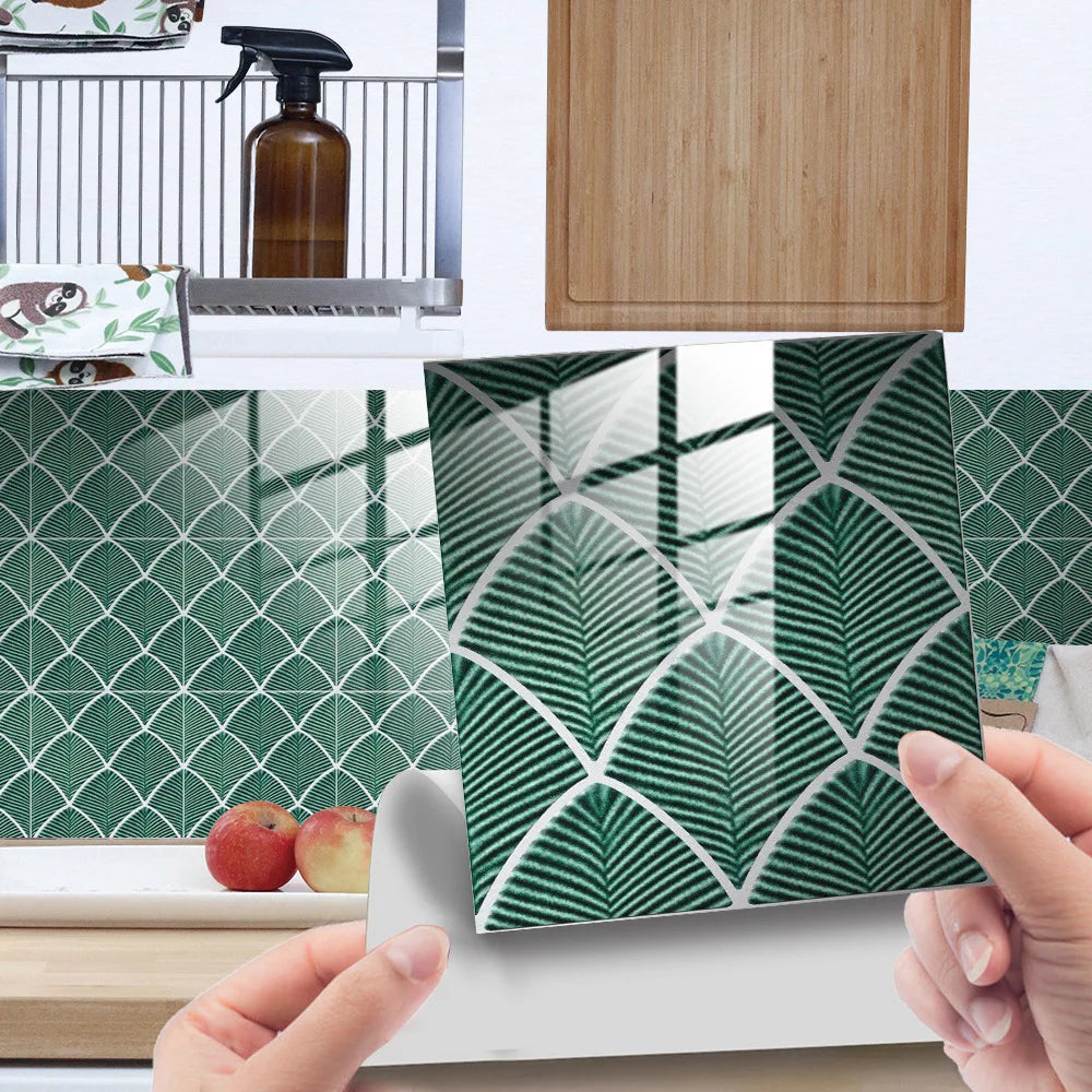 Covered with crystal film peacock feather pattern renovation home mural tile wall sticker Oasis Select DJ052 10x10cm-10pcs